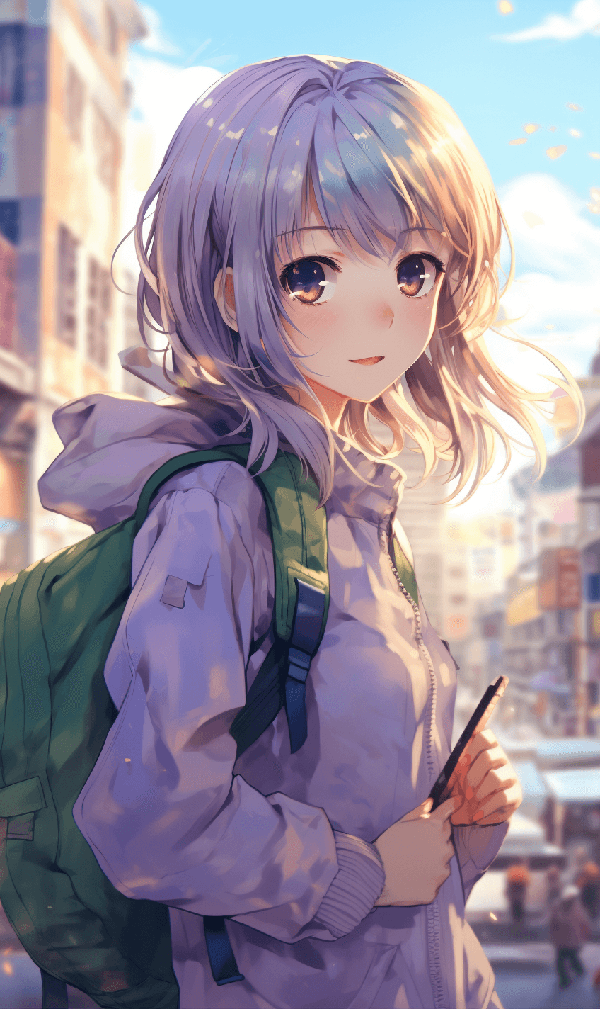 AI generated: Wallpapers cute cute cute anime girl, in the style of normcore, light purple and navy, arthur wardle...