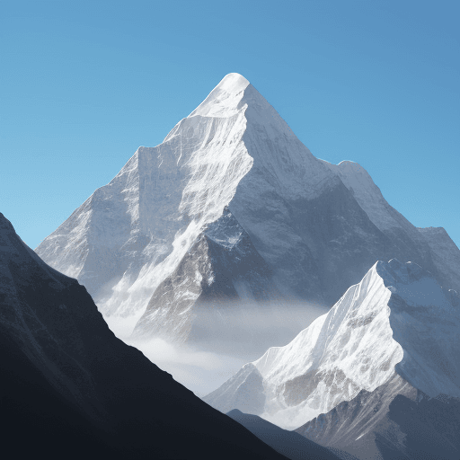AI generated: Hyper realistic eye level exterior photo of Makalu mountain in summer without people.