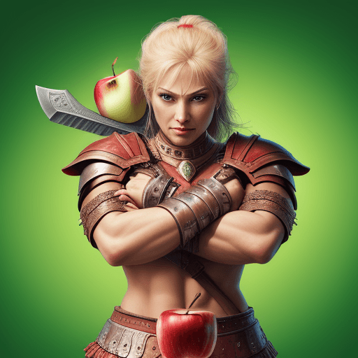 AI generated: a fantastic warrior nice apple