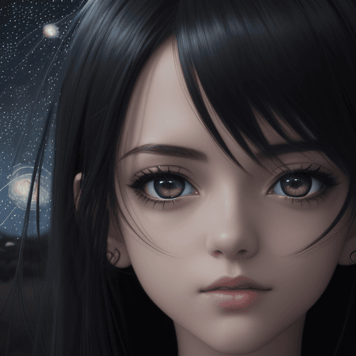 AI generated: The image is a scene from an anime with a starry night background, showing a close-up of a girl with...