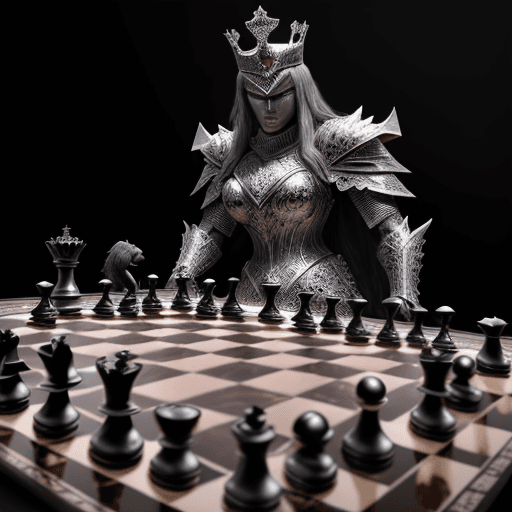 AI generated: Create a majestic and detailed digital artwork inspired by an epic battle between two mythical chess...