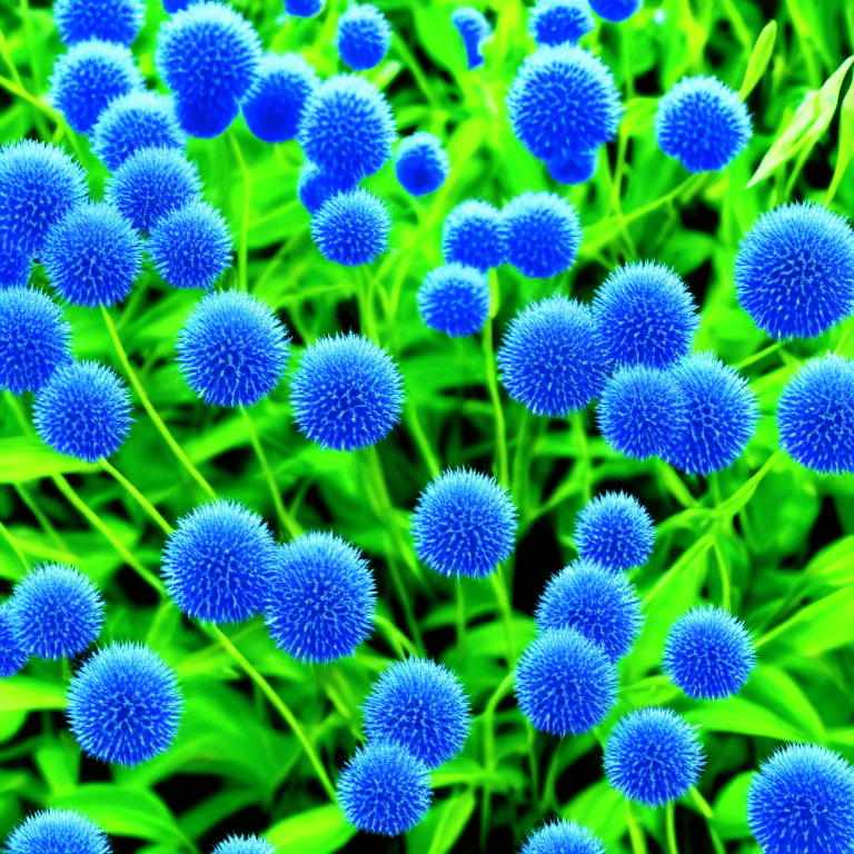 AI generated: Antotypy, plants, blue color
