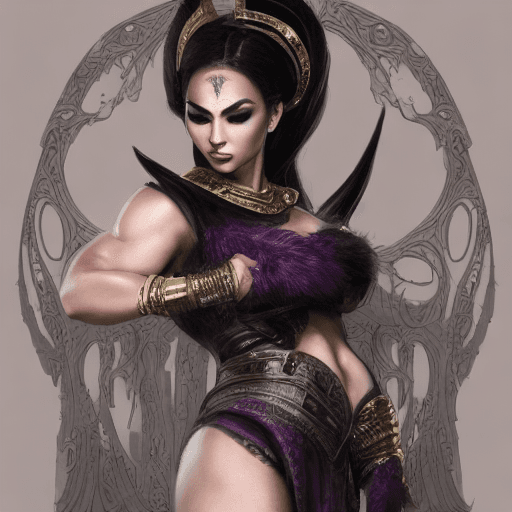 AI generated:  A FULL BODY OF GODDESS WOMEN Kitana (Mortal Kombat),BIG BOOBS, SHORT SCURT,FANCY CLOTHS IN PURPLE A...