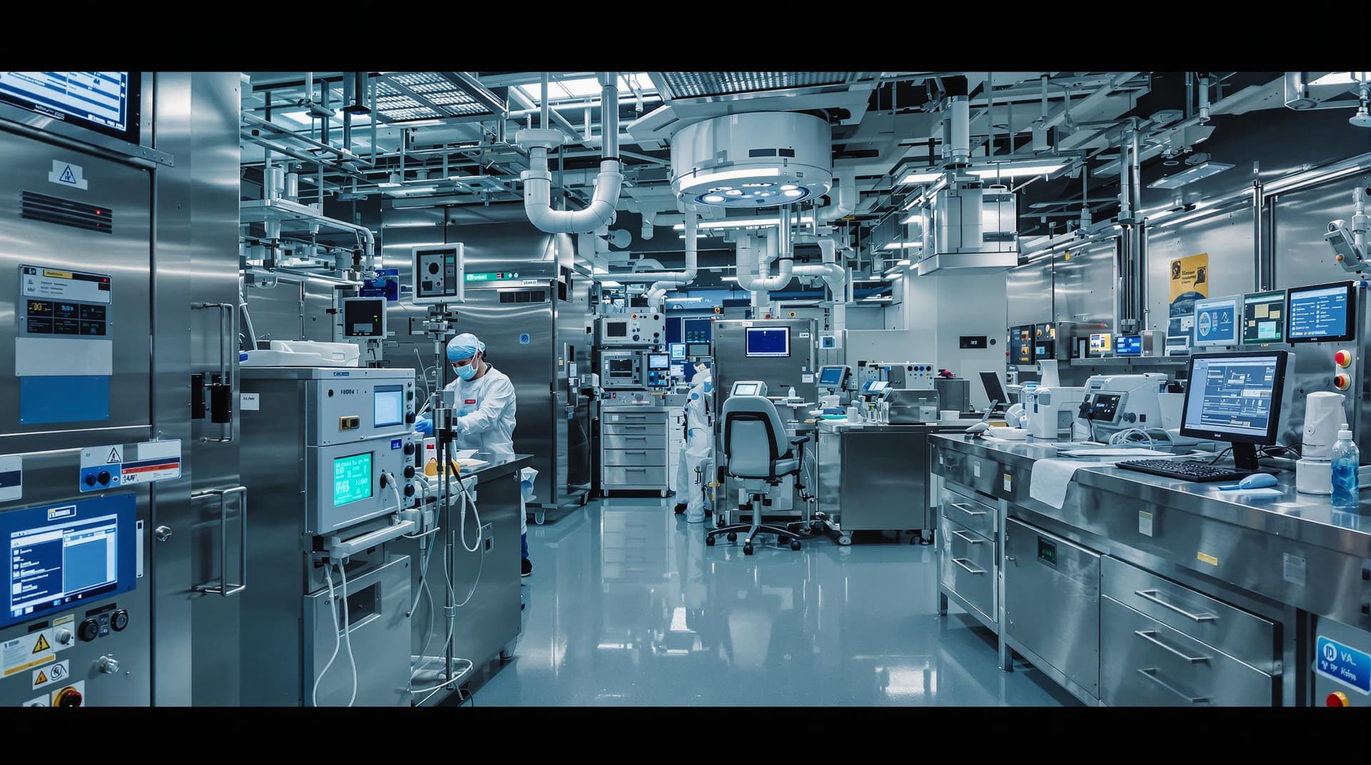 AI generated: /imagine prompt: ISO-certified medical lab with 4MP clarity, stainless steel workstations under 6500...