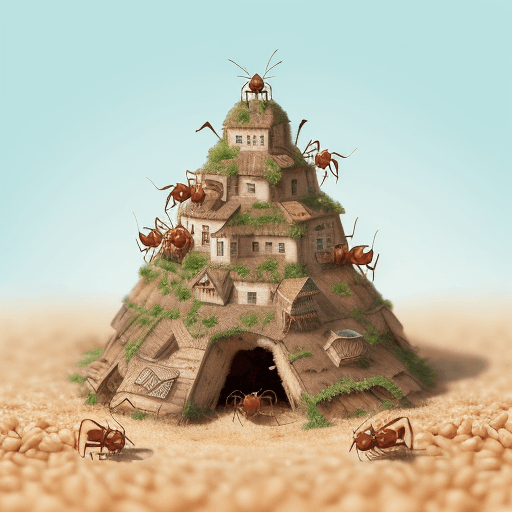 AI generated: On the first page, there was a wonderful illustration of an ant city where ants worked diligently, c...