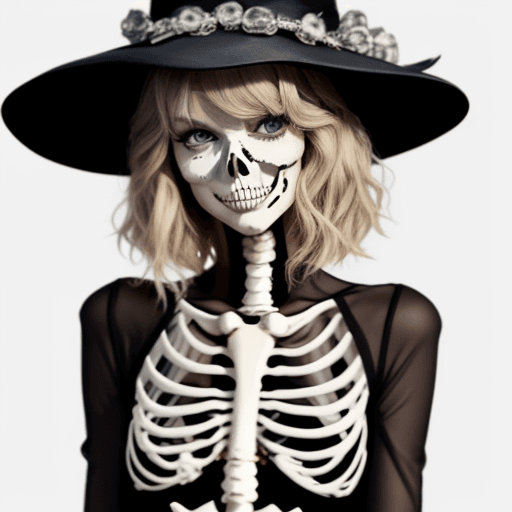 AI generated: Taylor swift wearing a skeleton custom cute 