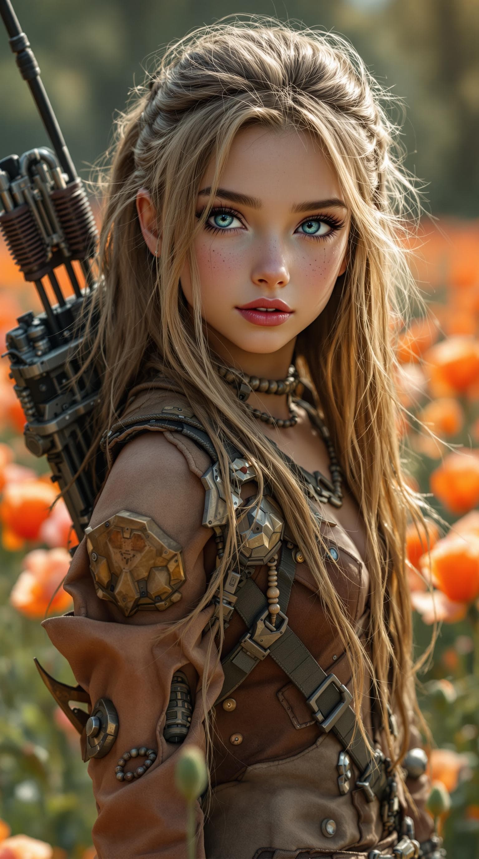 AI generated: a professional photo of a exceptionally beautiful girl in the world, (age 7) of the badlands(futuris...