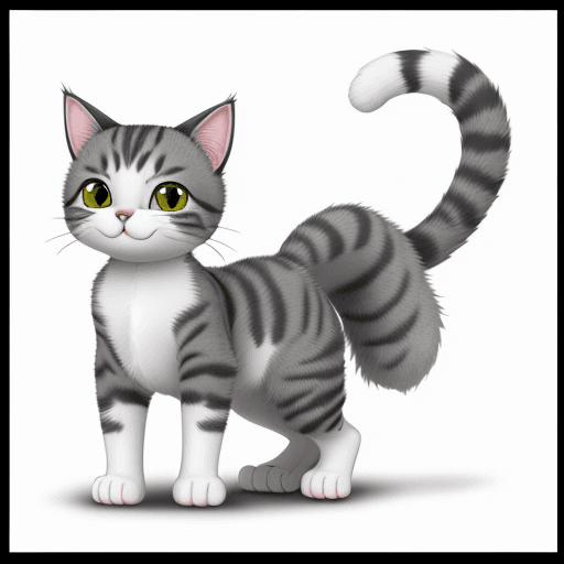 AI generated: a Cat
,5k ,gray and white ,
cartoon style, one tail ，more lifelike
