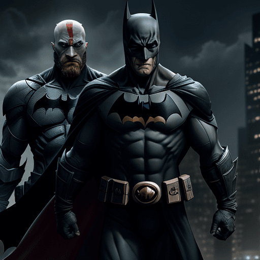 AI generated: Batman and Kratos ,4 k ultra HD 