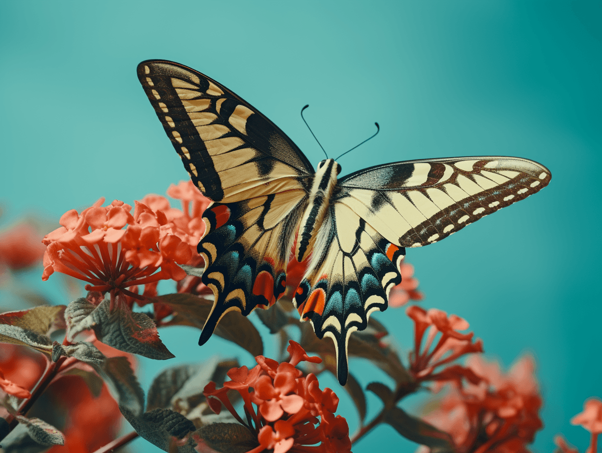 AI generated: disposable photography of swallowtail butterfly, minimalism, 8k, photo realism, --ar 4:3