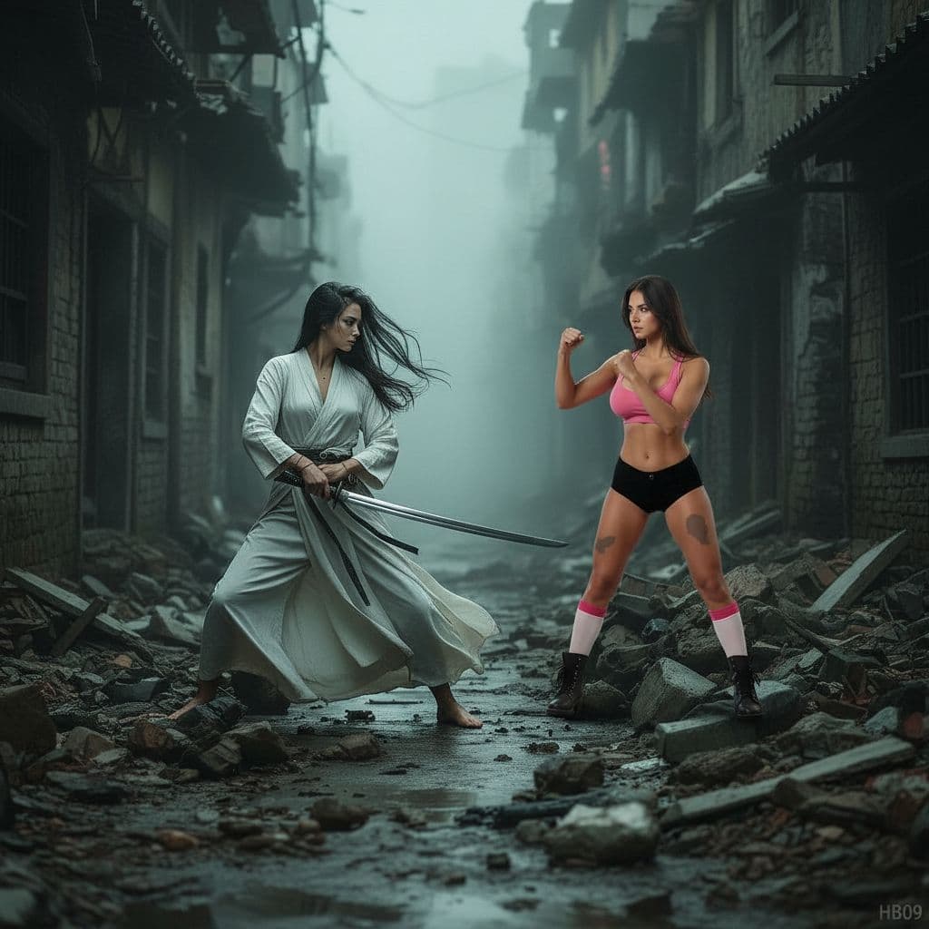 AI generated: Fight.
Insert a very small watermark “HB09” at the bottom of the photo.