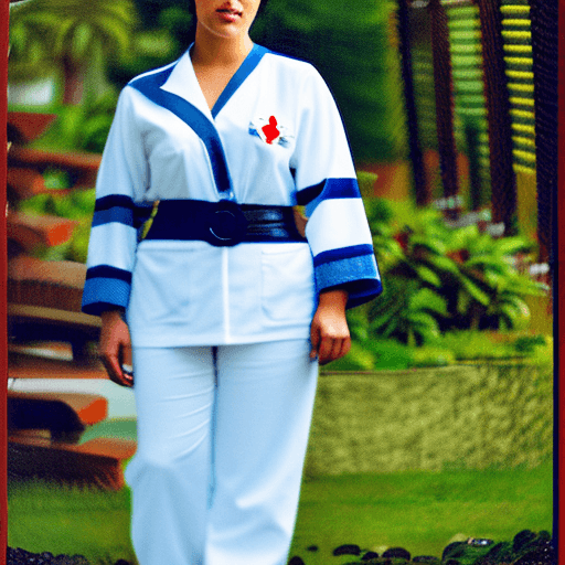 AI generated: Mexica woman dressed as a nurse, white suit, lingerie,hospital background (full body visible), looki...