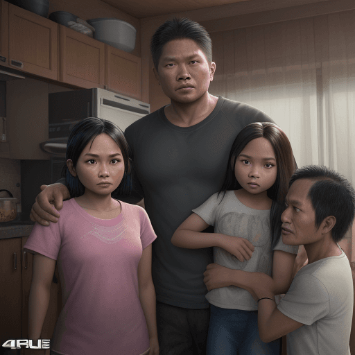 AI generated: Photo of a ultra realistic filipino family consist of a 43 year old father, 43 year old mother, 16 y...
