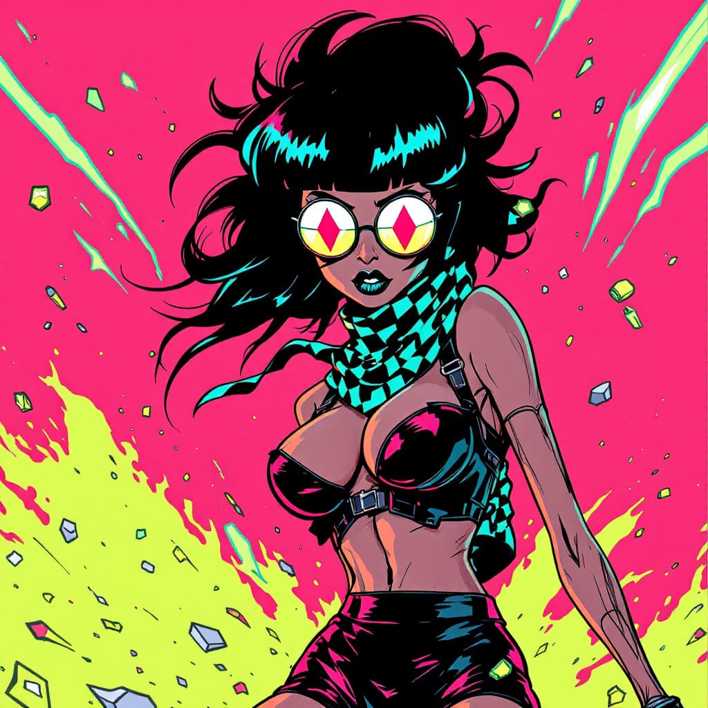 AI generated: [画风基调]
retro American cartoon style, angular linework, bold ink outlines, cel-shaded animation, high...