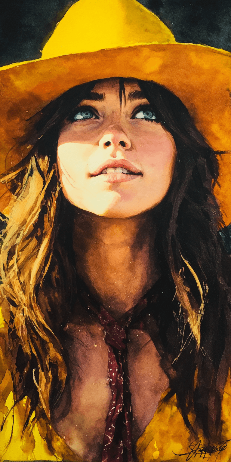 AI generated: Watercolor portrait of a woman, free brushwork --chaos 75 --ar 1:2 --profile n19tbh9 --stylize 750 -...