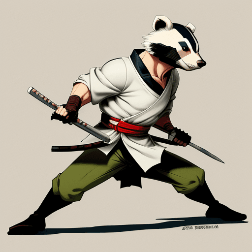 AI generated: badger samurai, art by Stan Sakai