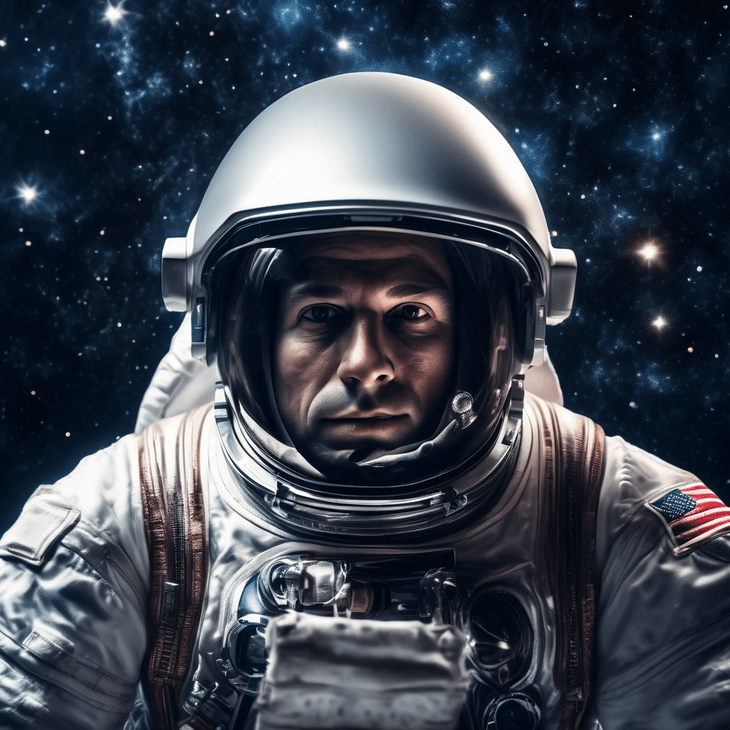AI generated: Portrait of an astronaut in space, detailed starry background, reflective helmet