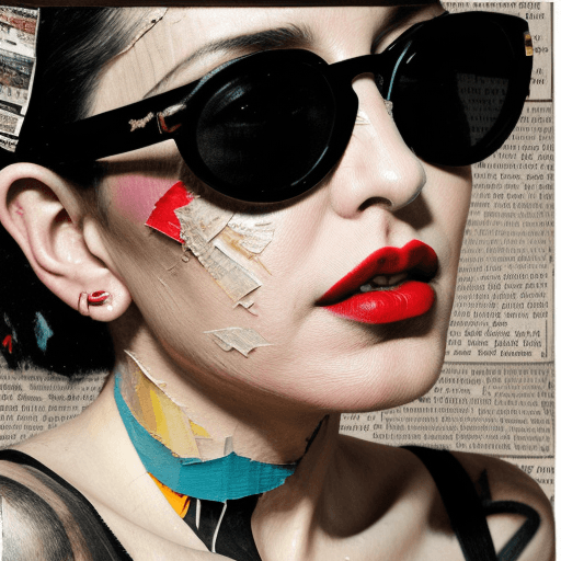 AI generated: Madonna, in style of mixed media collage with canvas texture in the style of modern art, punk art, d...