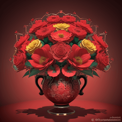 AI generated: "Generate a vibrant 3D illustrative image with a red backdrop that showcases an intricate design com...