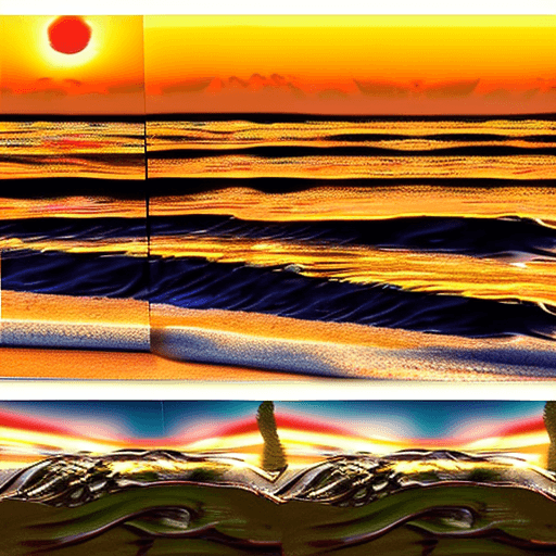 AI generated: Tokusatsu, chillout sunset over peaceful ocean, a realistic photo, a