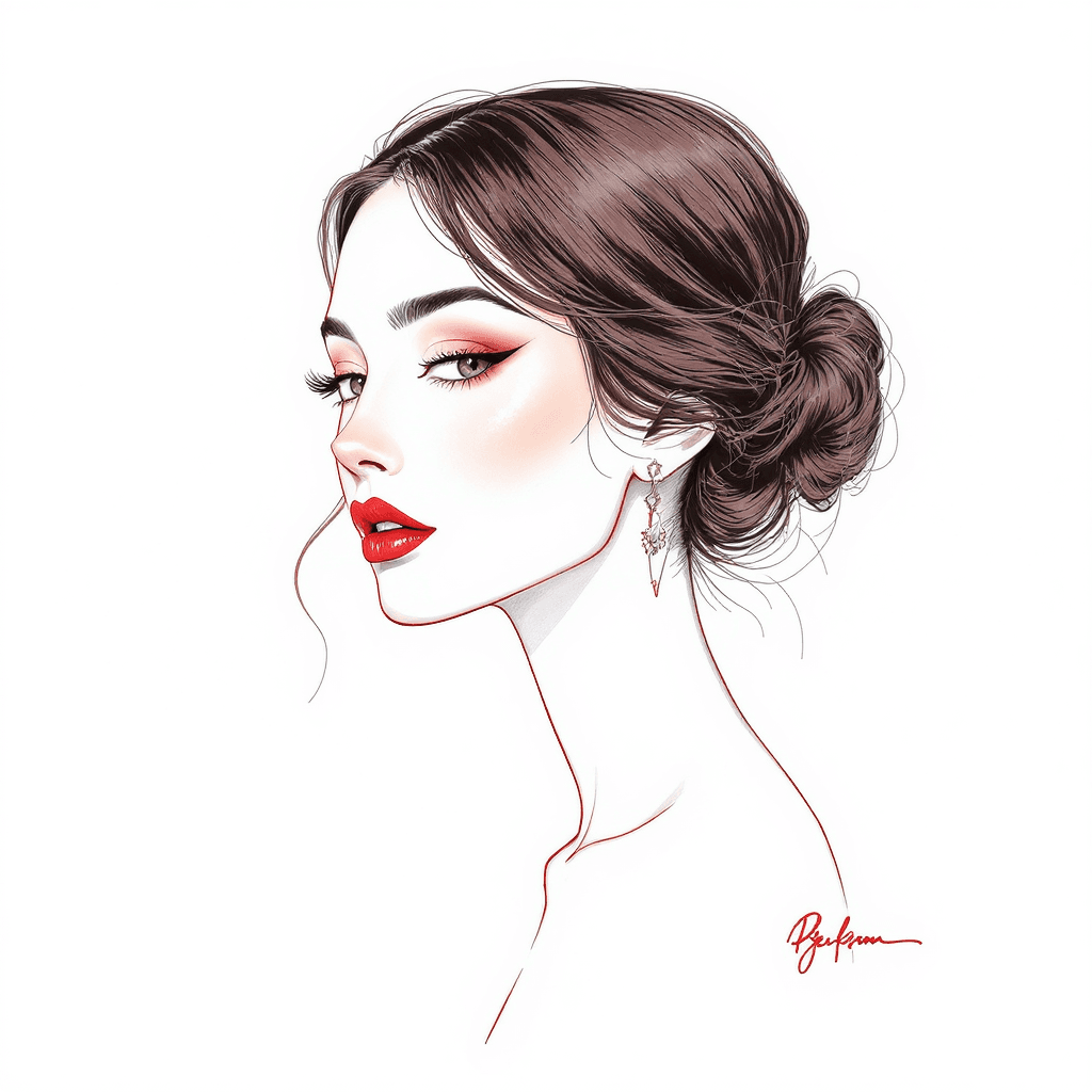 AI generated: an illustration of a woman in black and white, in the style of red, mario testino, serene faces, eff...
