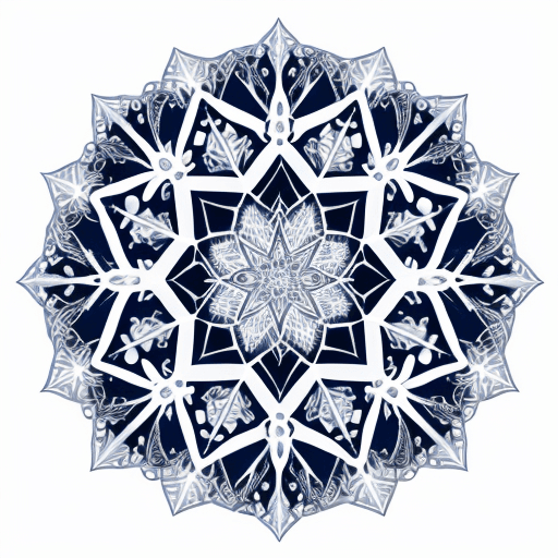AI generated: drawing of a mandala from many snowflakes