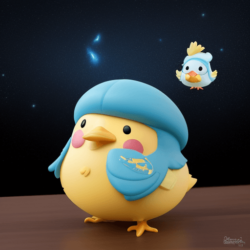 AI generated: un pollito pitufo saliendo  de un cascaron de  la galaxia