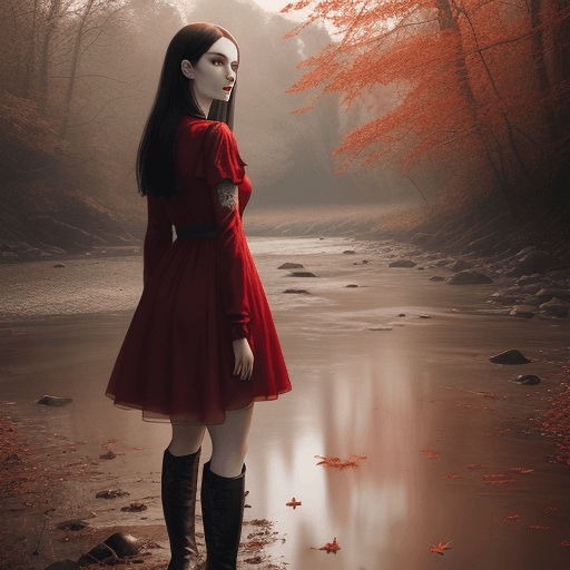 AI generated: [photography], [hyperrealistic], [a perfect female, pale skin, dark hair], landscape, clear eyes, we...