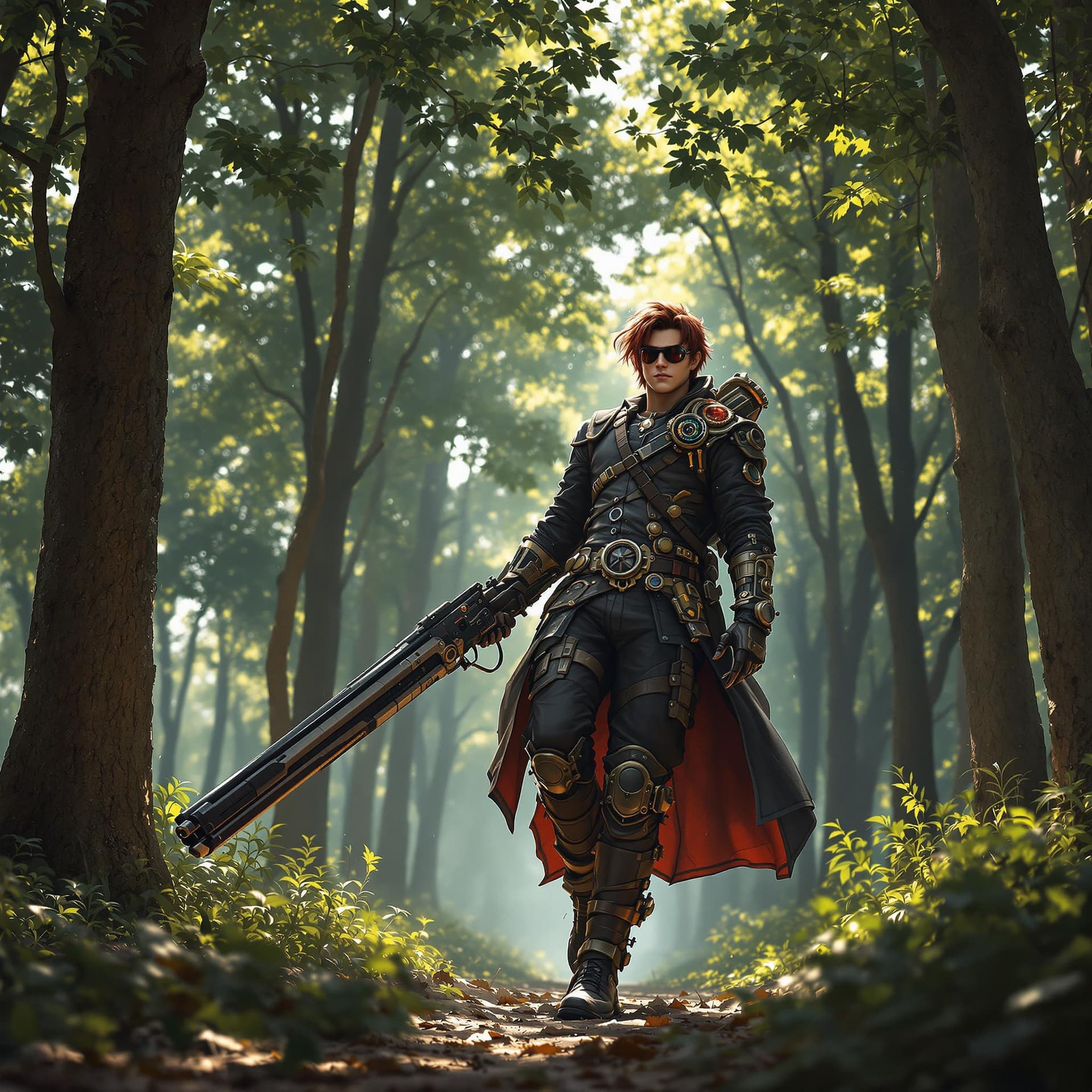 AI generated: High resolution photography a young male sharpshooter (zoom out full body, head to toe), inspired by...
