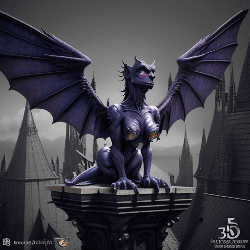 AI generated: Hyper-detailed Gargoyle with large wings, strong, gorgeous, incredibly beautiful, sits in stunning p...