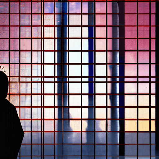 AI generated: a silhouette of a titan head, has a tower strapped around his head, double exposure titan-tower, lit...