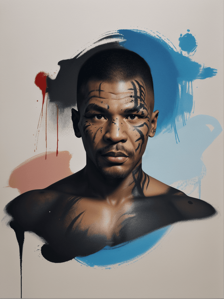 AI generated: painting, abstract painting, portrait, mike tyson, art, detail, high quality, hd, 4k, 8k, epic, pixa...