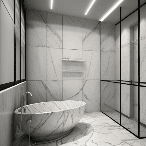 AI generated: High resolution photography interior design, ,marble ,high resolution photography, bathroom in indus...