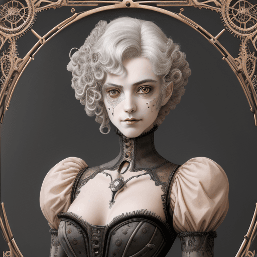 AI generated: Clockwork Cyborg Vampire French Aristocrat, powdered wig, gears, prosthetics, full-body --ar 5:8.Zen...