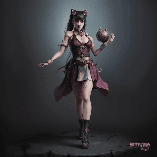 AI generated: Anime style - Moe, art by Greg Rutkowski, Artgerm, ((Hello Kitty) (AD&D Demon spawn)) hybrid, AD&D B...