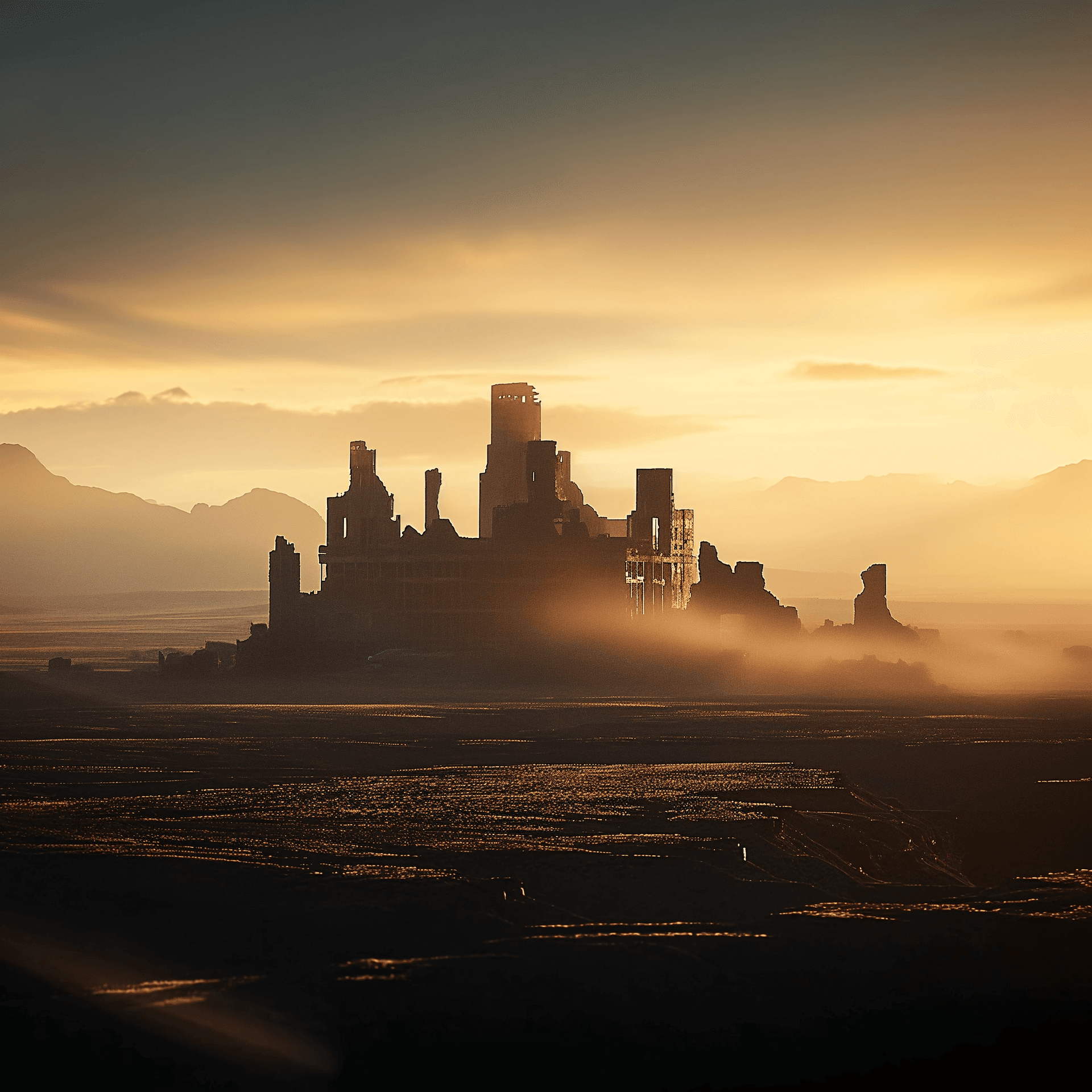 AI generated: Alien ruins, sci fi, soft light, golden ration, far future, sharp focus, studio photo aesthetic, boa...