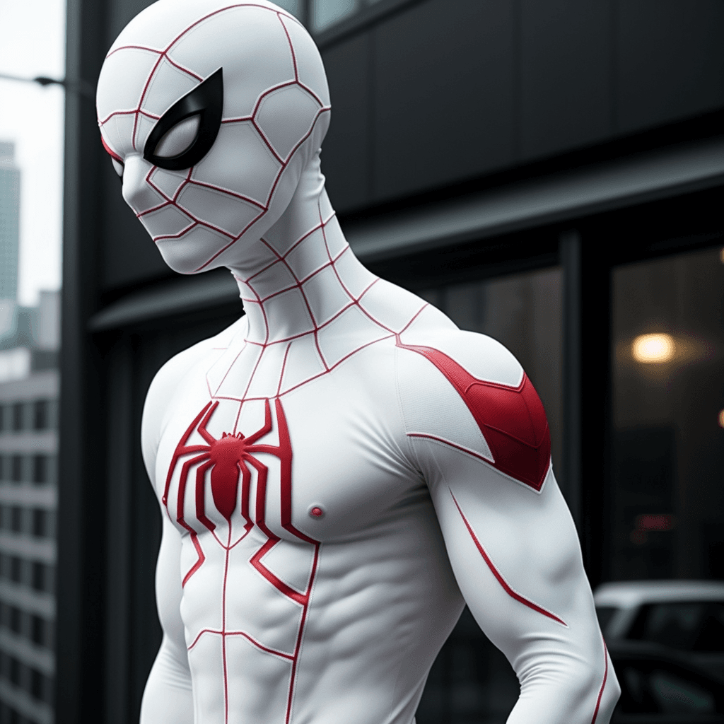 AI generated: albino spiderman, albino suit