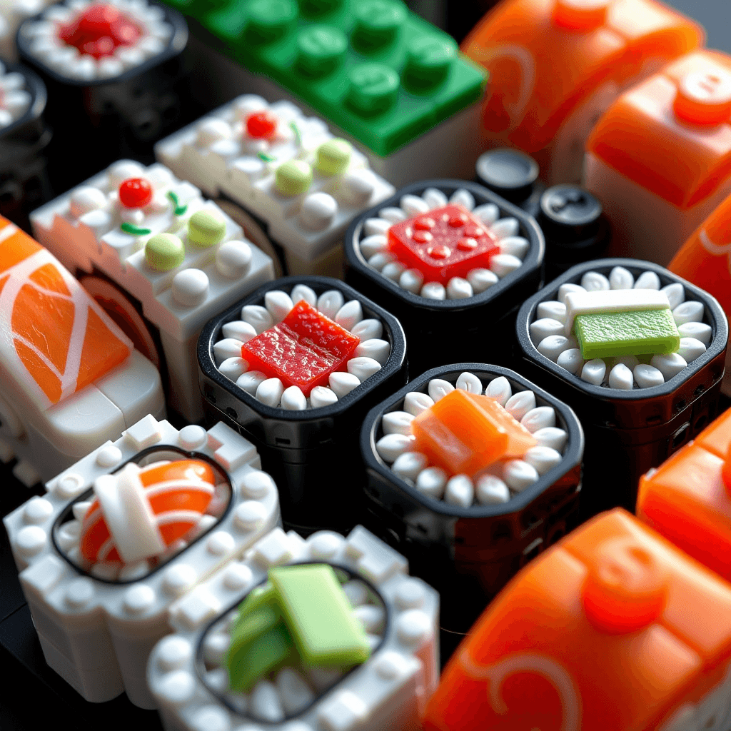 AI generated: Sushi Platter: An ultra-realistic macro photo of a platter of delicious-looking sushi. Every grain o...