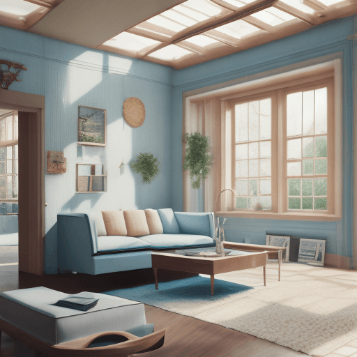 AI generated: High resolution photography interior design, dreamy sunken living room conversation pit, wooden floo...