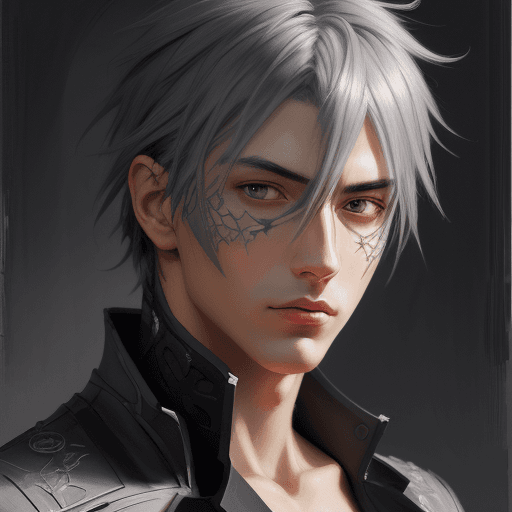 AI generated: model, soft impressionistic brush strokes, perfect composition, dark gray man face, working with tec...
