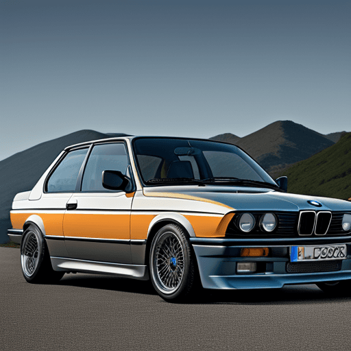 AI generated: Bmw e30 , oldschool , classic car , artistic design , colorful , girl driver