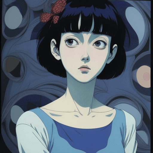 AI generated: (masterpiece of the highest quality:1. 4), 
perfect blue depicted with artistic brilliance (by junji...
