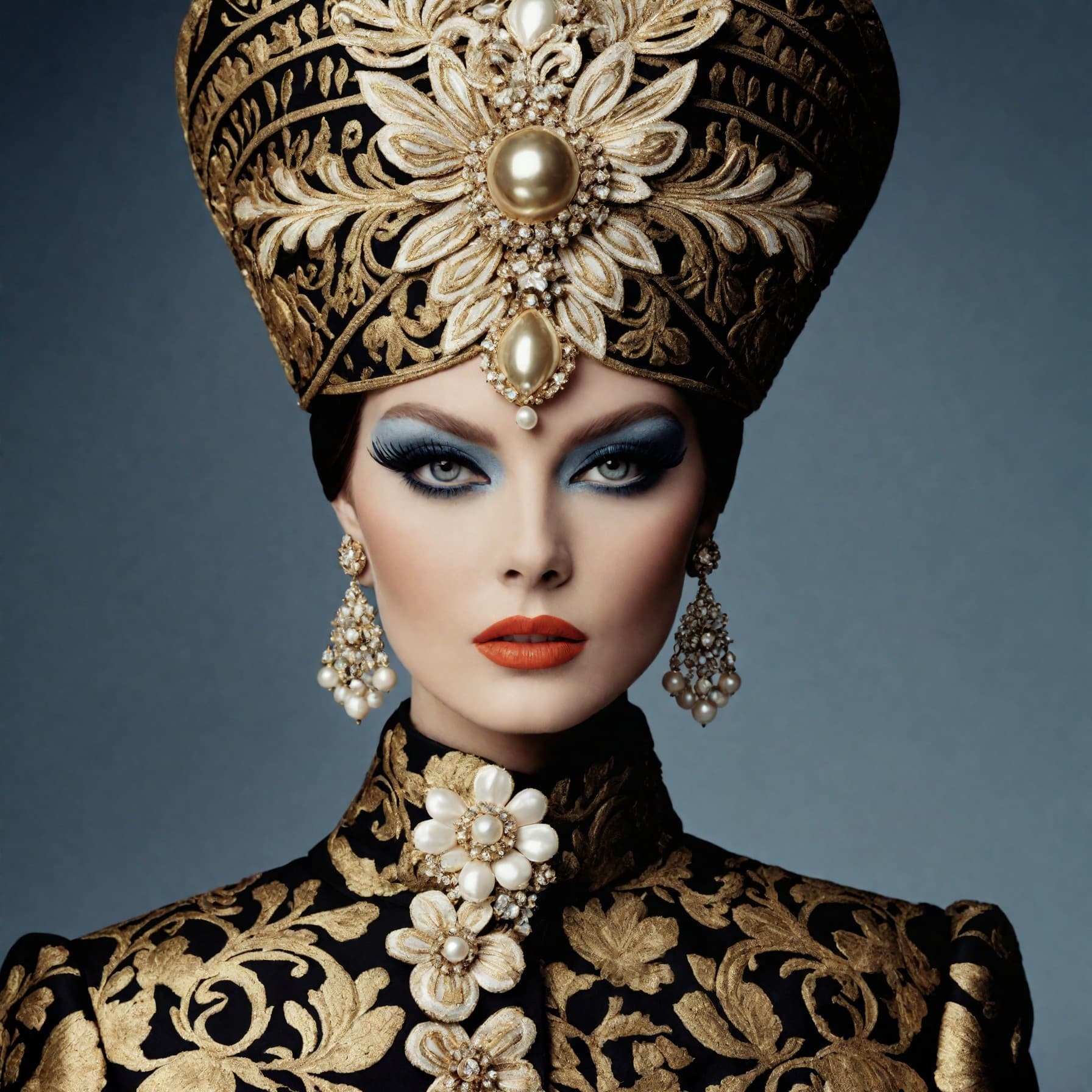 AI generated: high fashion vogue print ad, 1967, couture editorial shot, 8k archival print, by adrienn Henczné Deá...