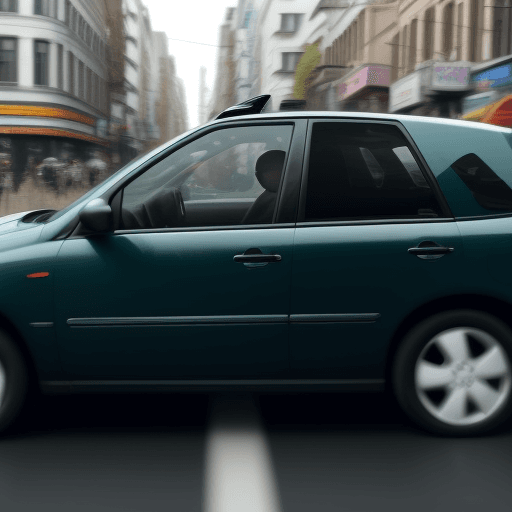 AI generated: side view, make it driving in a busy street
