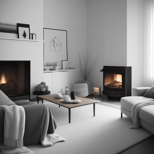 AI generated: "A minimalist one-line drawing of a modern living room, featuring a sofa with fur and woolen blanket...