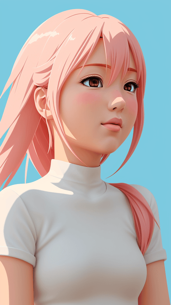 AI generated: (best quality,ultra-detailed,realistic:1.2) anime, clean lines, minimalist artwork, vibrant color pa...
