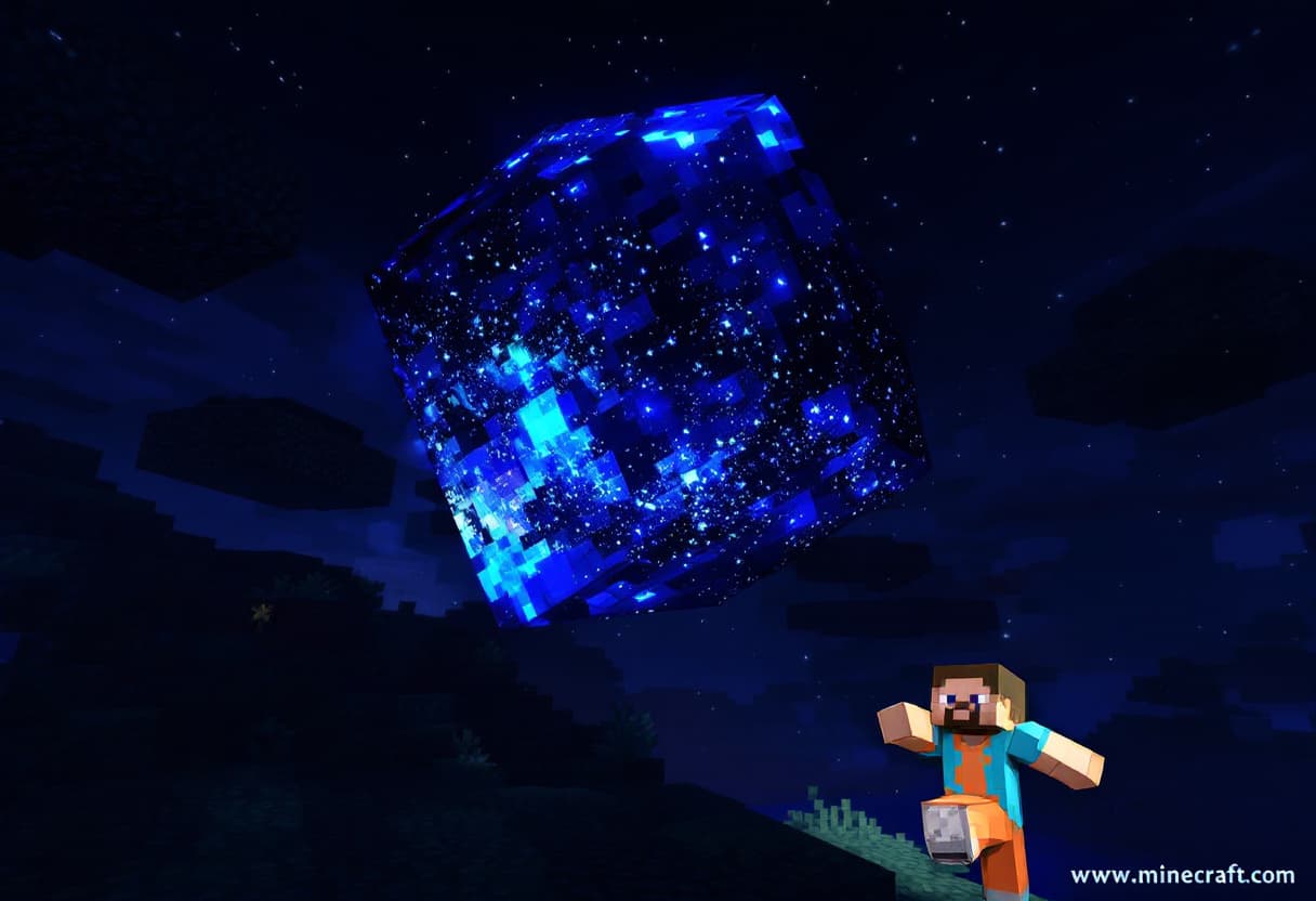 AI generated: diamondgolem, minecraft, nightsky, minecraft comets