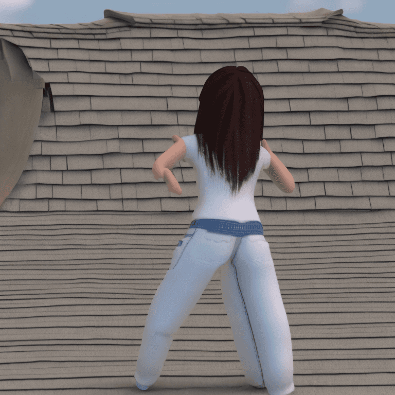 AI generated: white shirt, jeans,  country girl, standing on roof (detailed skin 1,0) 