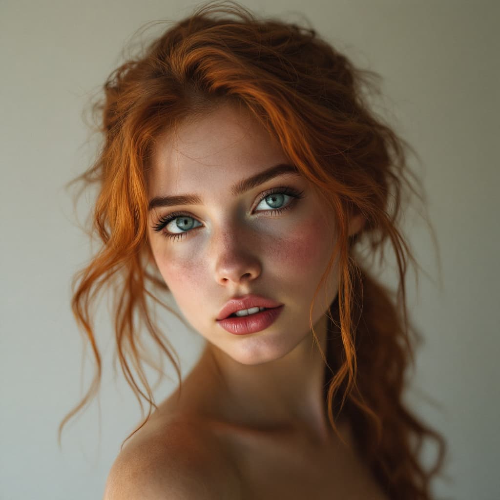 AI generated: Photo of a ultra realistic, redhead  young woman