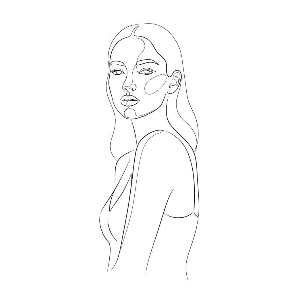 AI generated: A minimalist sketch of a woman, delicate, very basic line drawing, minimal, abstract --chaos 25 --ar...